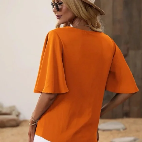 butterfly frill ruffle sleeve boho blouse top royal blue - Picture 4 of 10